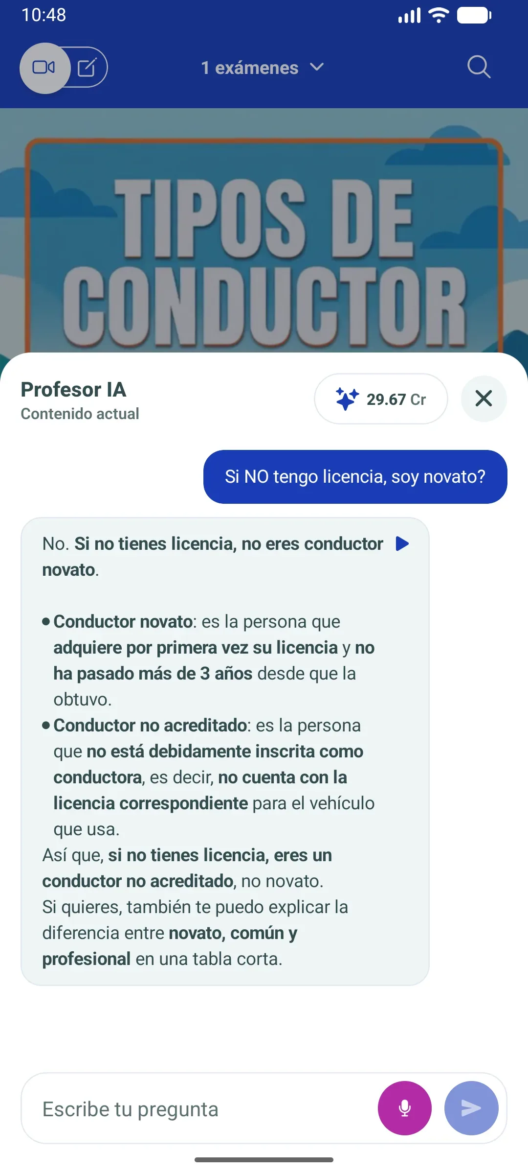 Conversación con el Profesor IA dentro de una lección de ApredIA