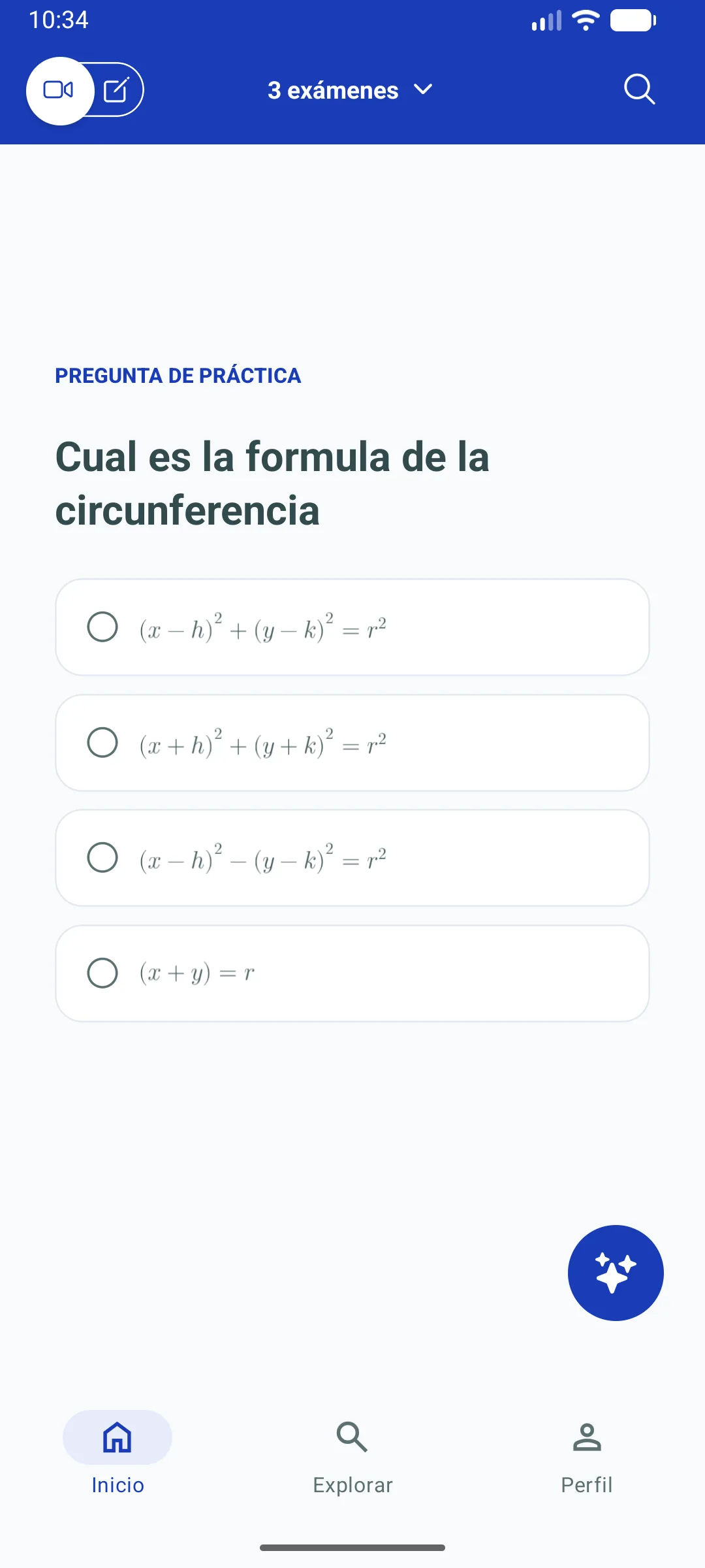 Pregunta de práctica de geometría en ApredIA