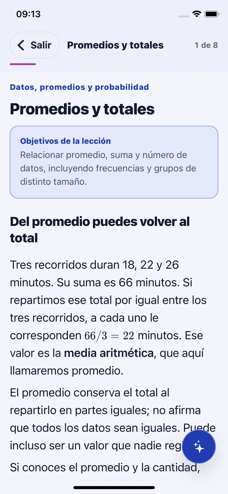 Lección con objetivos y un resumen del tema