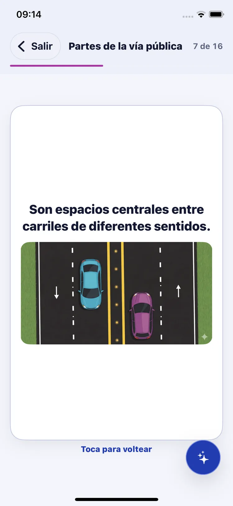 Tarjeta con una ilustración de los carriles de una vía